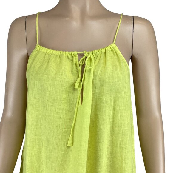 J.Crew‎ Dress Size Medium Yellow Linen Tiered Tank Lightweight Beach - Picture 5 of 7